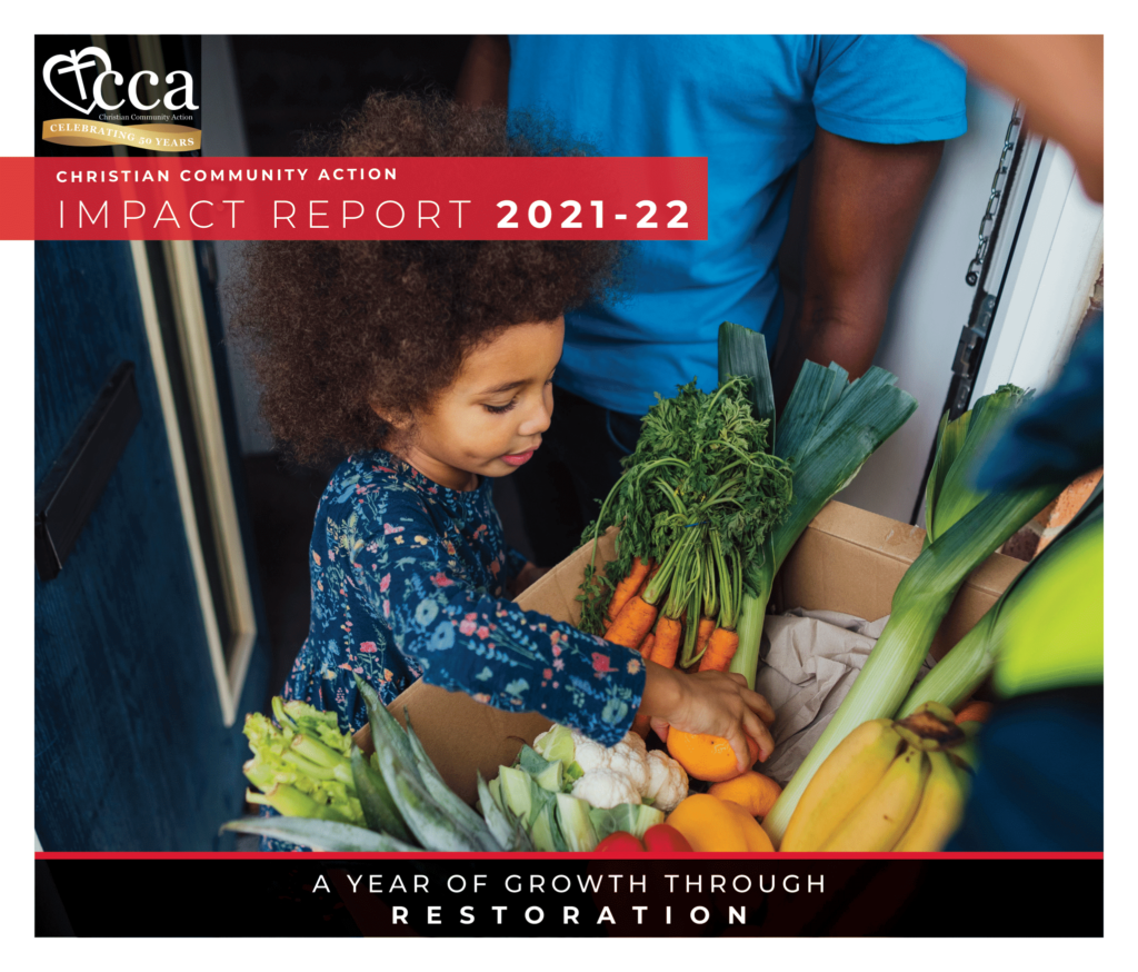 CCA ad showing a child with vegetables