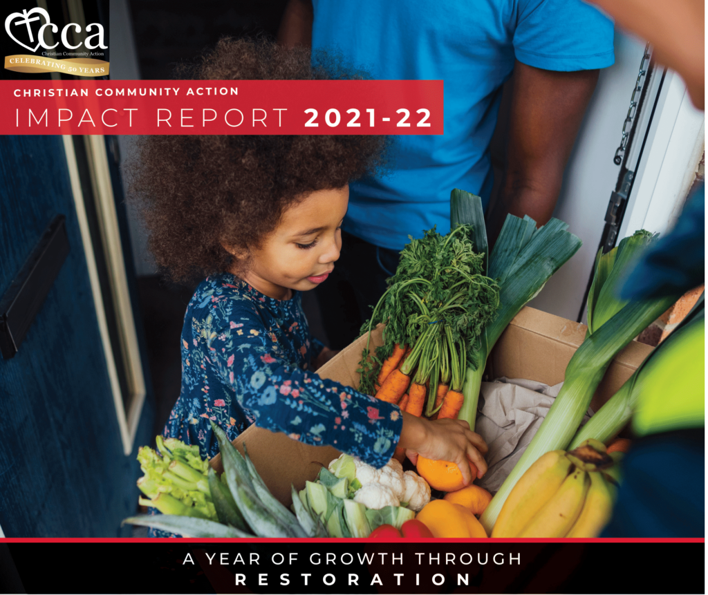 CCA ad showing a child with vegetables