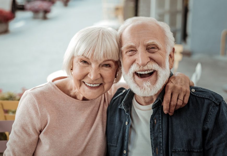 senior couple laughing and smiling